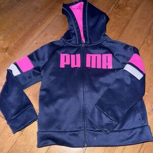 PUMA Kids Hoodie in Navy and Pink